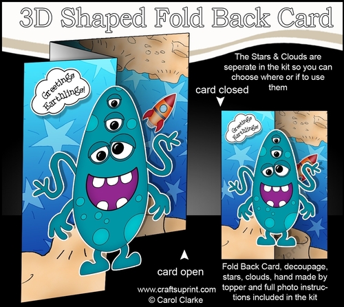 3D Shaped No-Hole Fold Back Mini Kit -  Cute Alien Zash