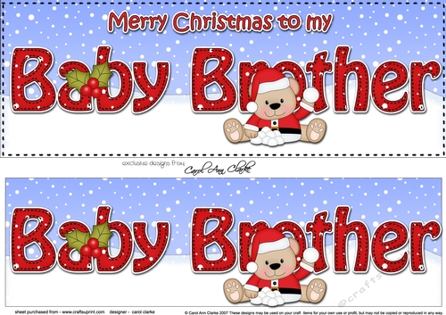 Large DL Merry Christmas BABY BROTHER 3D decoupage