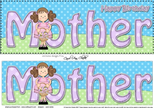 Large DL Happy Birthday MOTHER 3D decoupage