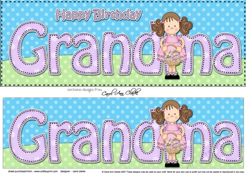 Large DL Happy Birthday GRANDMA 3D decoupage