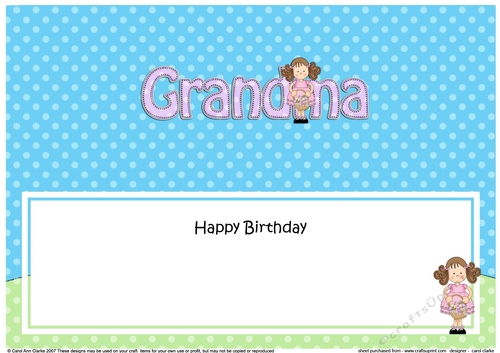 Large DL Happy Birthday GRANDMA insert