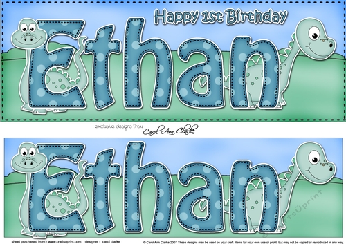 Large DL Happy 1st Birthday ETHAN 3D decoupage