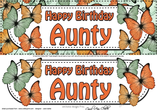 Large DL Happy Birthday AUNTY Butterflies 3D decoupage