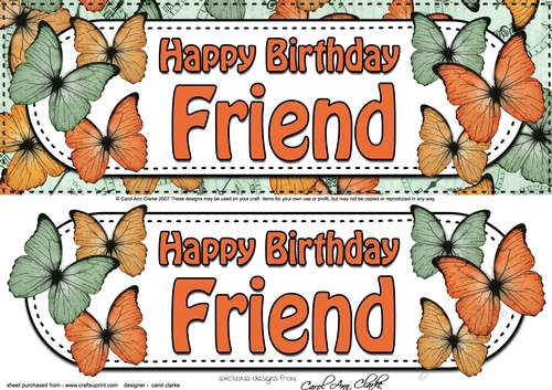 Large DL Happy Birthday FRIEND Butterflies 3D decoupage