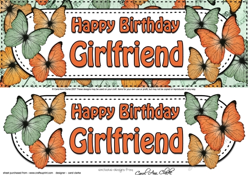 Large DL Happy Birthday GIRLFRIEND Butterflies 3D decoupage