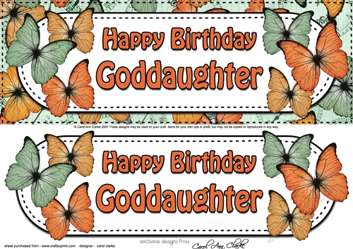 Large DL Happy Birthday GODDAUGHTER Butterflies 3D decoupage