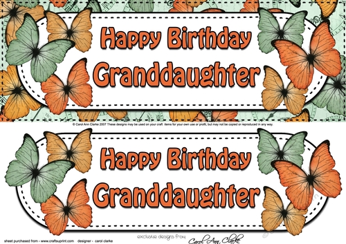 Large DL Happy Birthday GRANDDAUGHTER Butterflies 3D decoupage
