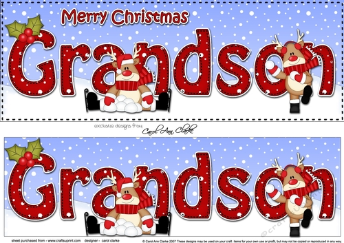 Large DL Merry Christmas GRANDSON 3D decoupage 