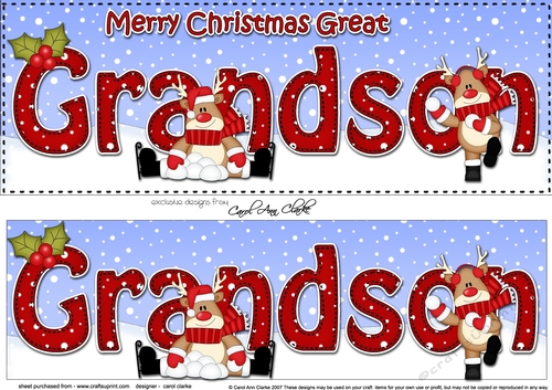 Large DL Merry Christmas GREAT GRANDSON 3D decoupage 