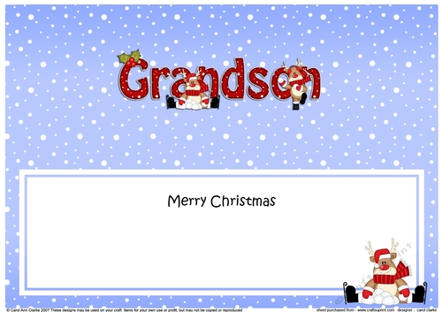 Large DL Merry Christmas GRANDSON insert