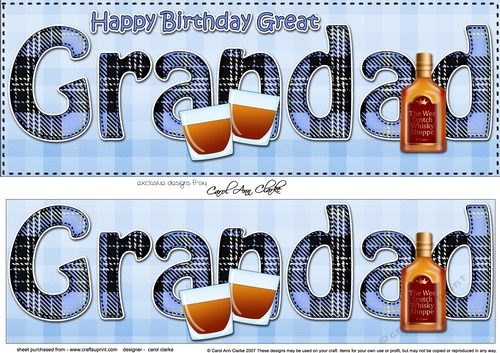 Large DL Happy Birthday GREAT GRANDAD 3D decoupage