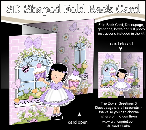 3D Shaped No-Hole Fold Back Mini Kit -  Country Cottage Girlz Suzi has Cupcakes