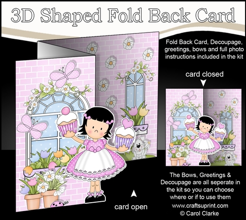 3D Shaped No-Hole Fold Back Mini Kit -  Country Cottage Girlz Suzi has Cupcakes