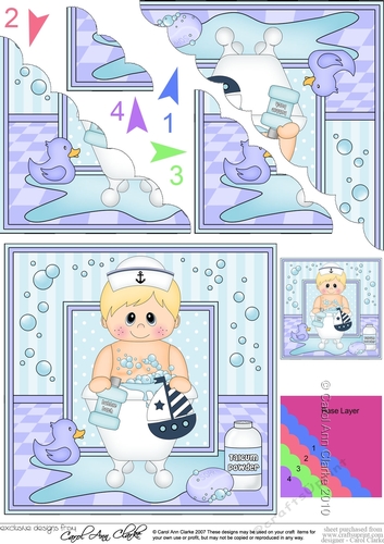 Cute Young Boy Bathtub Buddies Scalloped Corner Stacker