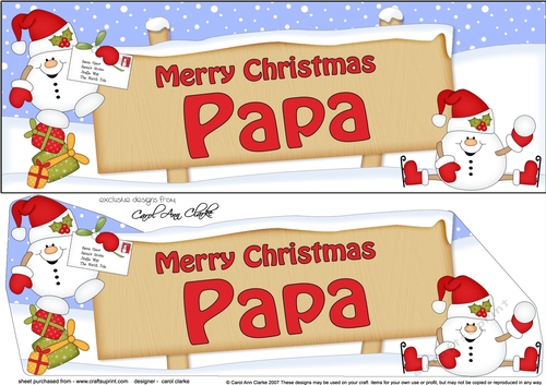 Large DL Merry Christmas PAPA with Snowball Sam 3D decoupage