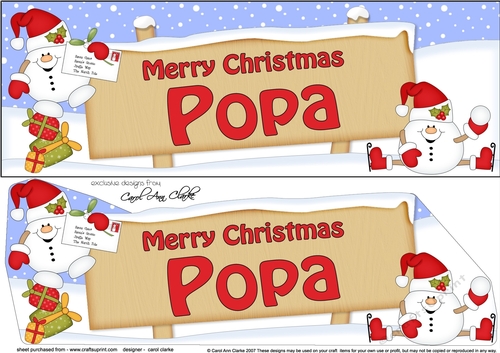 Large DL Merry Christmas POPA with Snowball Sam 3D decoupage