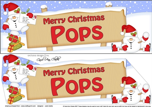 Large DL Merry Christmas POPS with Snowball Sam 3D decoupage