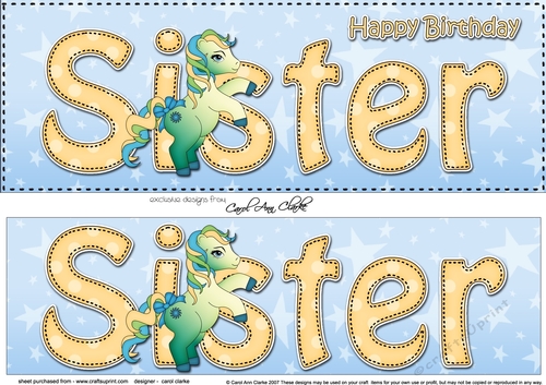 Large DL Happy Birthday SISTER 3D decoupage