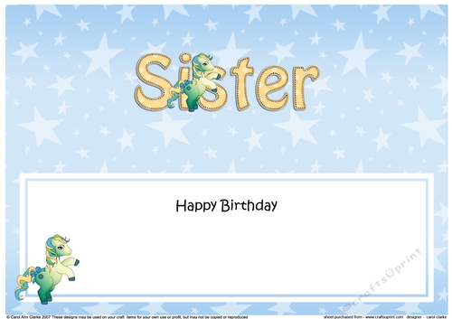 Large DL Happy Birthday SISTER insert
