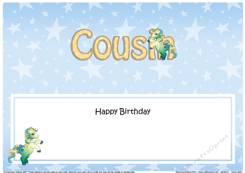Large DL Happy Birthday COUSIN insert