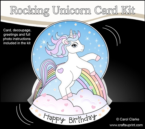 3D Shaped Rocking Card Mini Kit  -  Cute Little Unicorn Magic