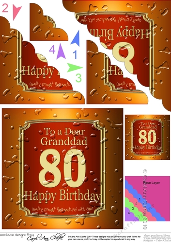 80th Birthday Granddad Beer Label Scalloped Corner Stacker