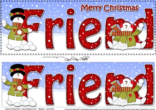 Large DL Merry Christmas FRIEND 3D decoupage 