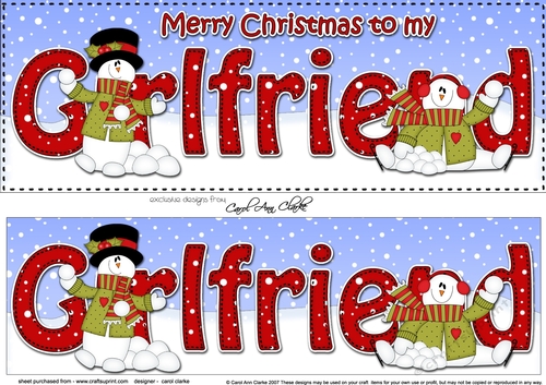 Large DL Merry Christmas GIRLFRIEND 3D decoupage 