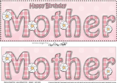 Large DL Happy Birthday MOTHER 3D decoupage