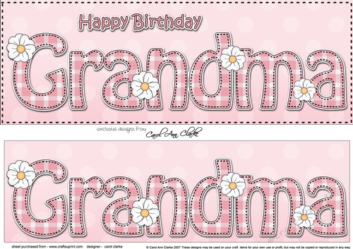 Large DL Happy Birthday GRANDMA 3D decoupage