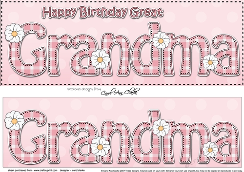 Large DL Happy Birthday GREAT GRANDMA 3D decoupage