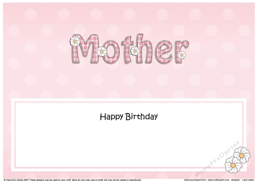 Large DL Happy Birthday MOTHER insert