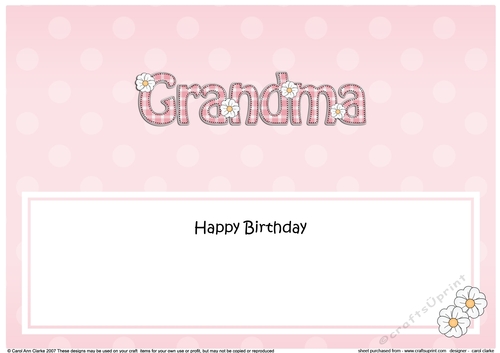 Large DL Happy Birthday GRANDMA insert