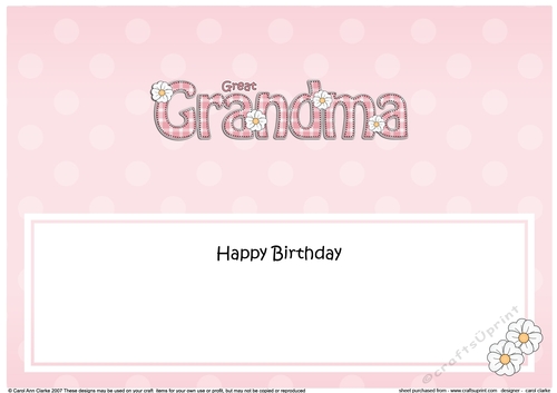 Large DL Happy Birthday GREAT GRANDMA insert