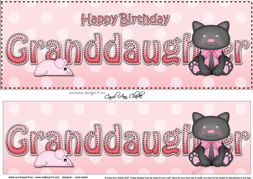 Large DL Happy Birthday GRANDDAUGHTER 3D decoupage