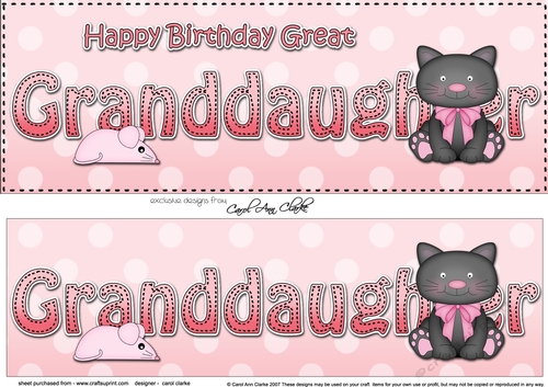 Large DL Happy Birthday GREAT GRANDDAUGHTER 3D decoupage