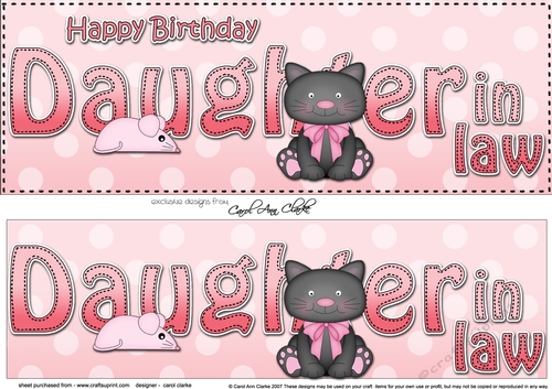 Large DL Happy Birthday DAUGHTER IN LAW 3D decoupage