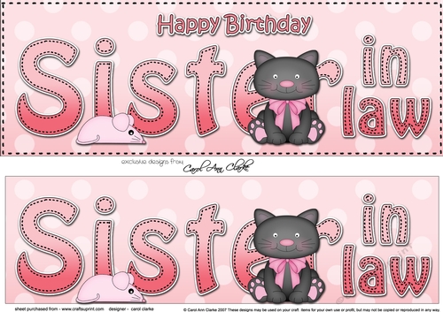 Large DL Happy Birthday SISTER IN LAW 3D decoupage