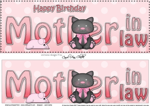 Large DL Happy Birthday MOTHER IN LAW 3D decoupage