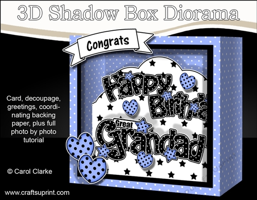 3D Diorama Shadow Box Word Card Mini Kit  -  Happy Birthday GREAT GRANDAD