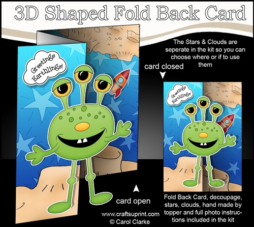 3D Shaped No-Hole Fold Back Mini Kit -  Cute Alien Giqi