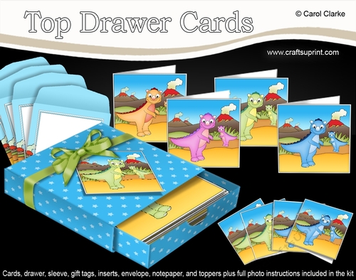 3D Top Drawer Cards Bumper Kit  -  Cute Dinosaurs Tyr, Phearsome, Kyouryuu & Longfang