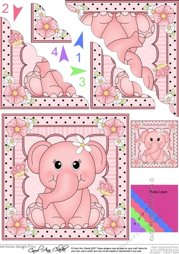 Cute Little Elephant Scalloped Corner Stacker