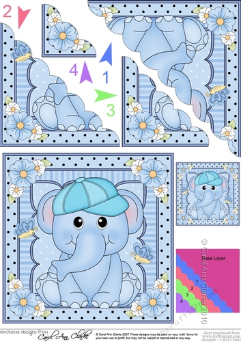 Cute Little Elephant Scalloped Corner Stacker