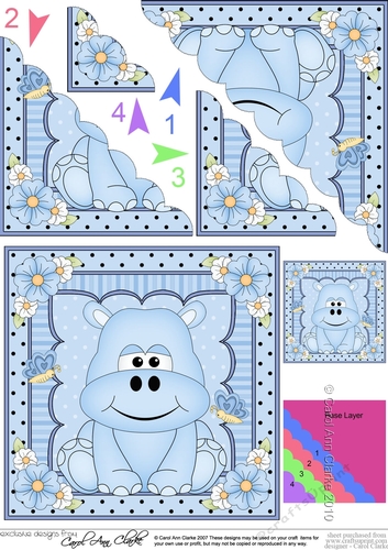 Cute Little Hippo Scalloped Corner Stacker