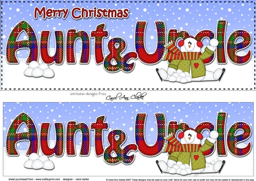Large DL Merry Christmas AUNT & UNCLE 3D decoupage 