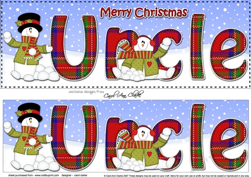 Large DL Merry Christmas UNCLE 3D decoupage 