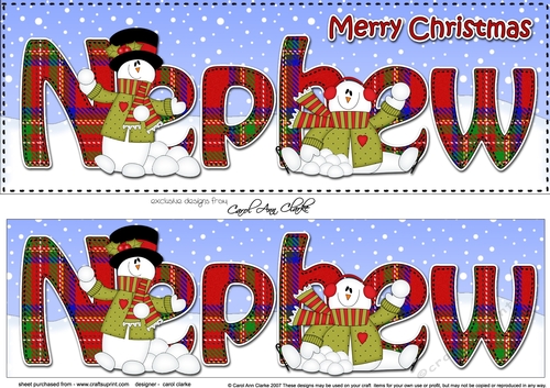 Large DL Merry Christmas NEPHEW 3D decoupage 