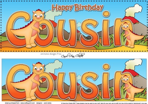 Large DL Happy Birthday COUSIN 3D decoupage