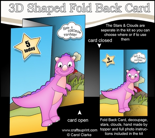 3D Shaped No-Hole Fold Back Mini Kit -  Cute Little Dinosaur Phearsome